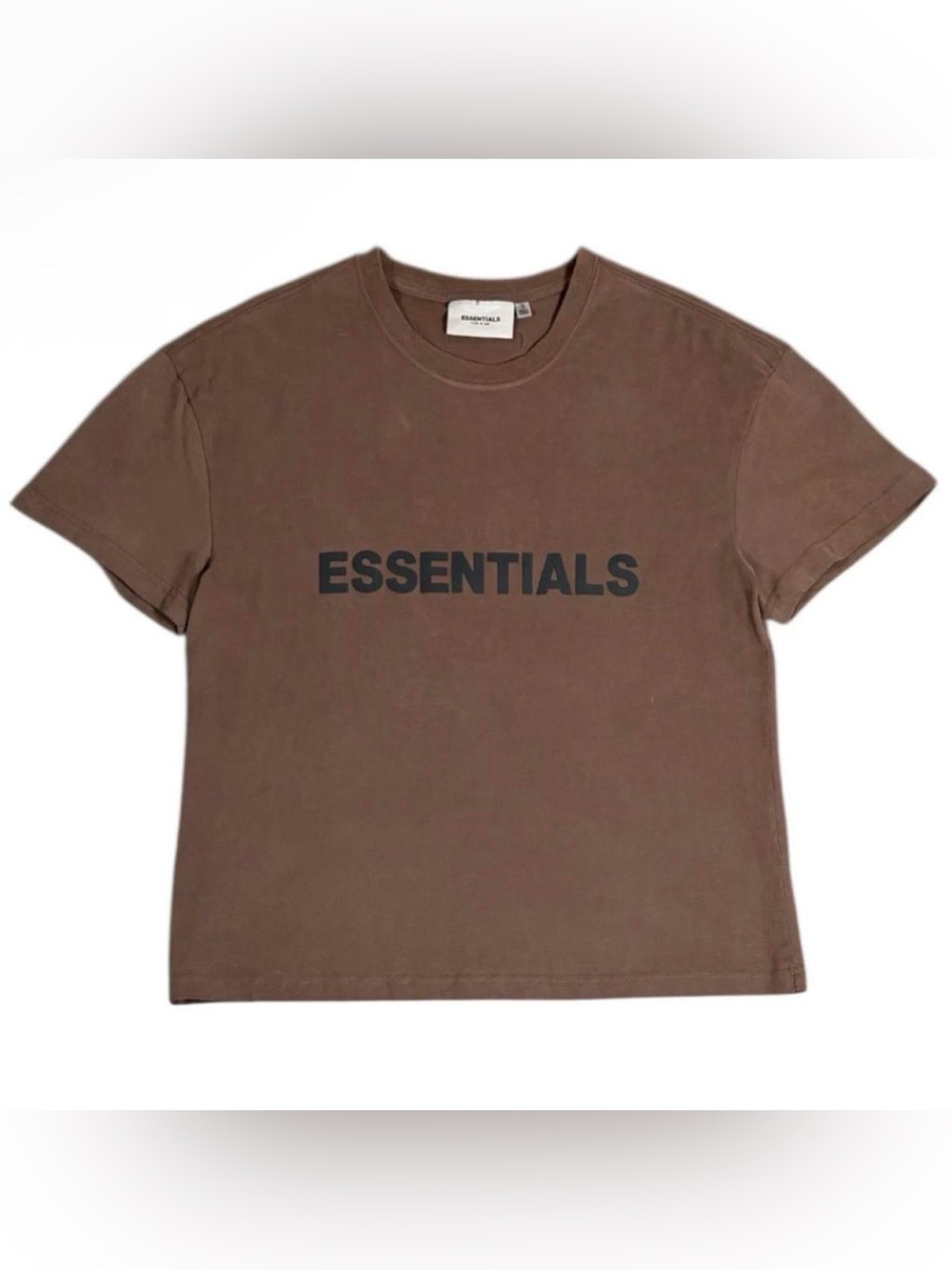 Fear Of God Essentials Spellout Appliqué Logo T Shirt Brown
